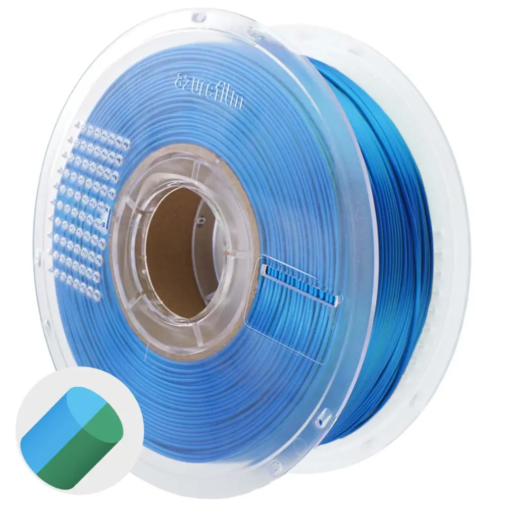 Azurefilm PLA 1,75 mm 1 kg mehrfarbige Seide zweifarbig Smaragdgrün Surf